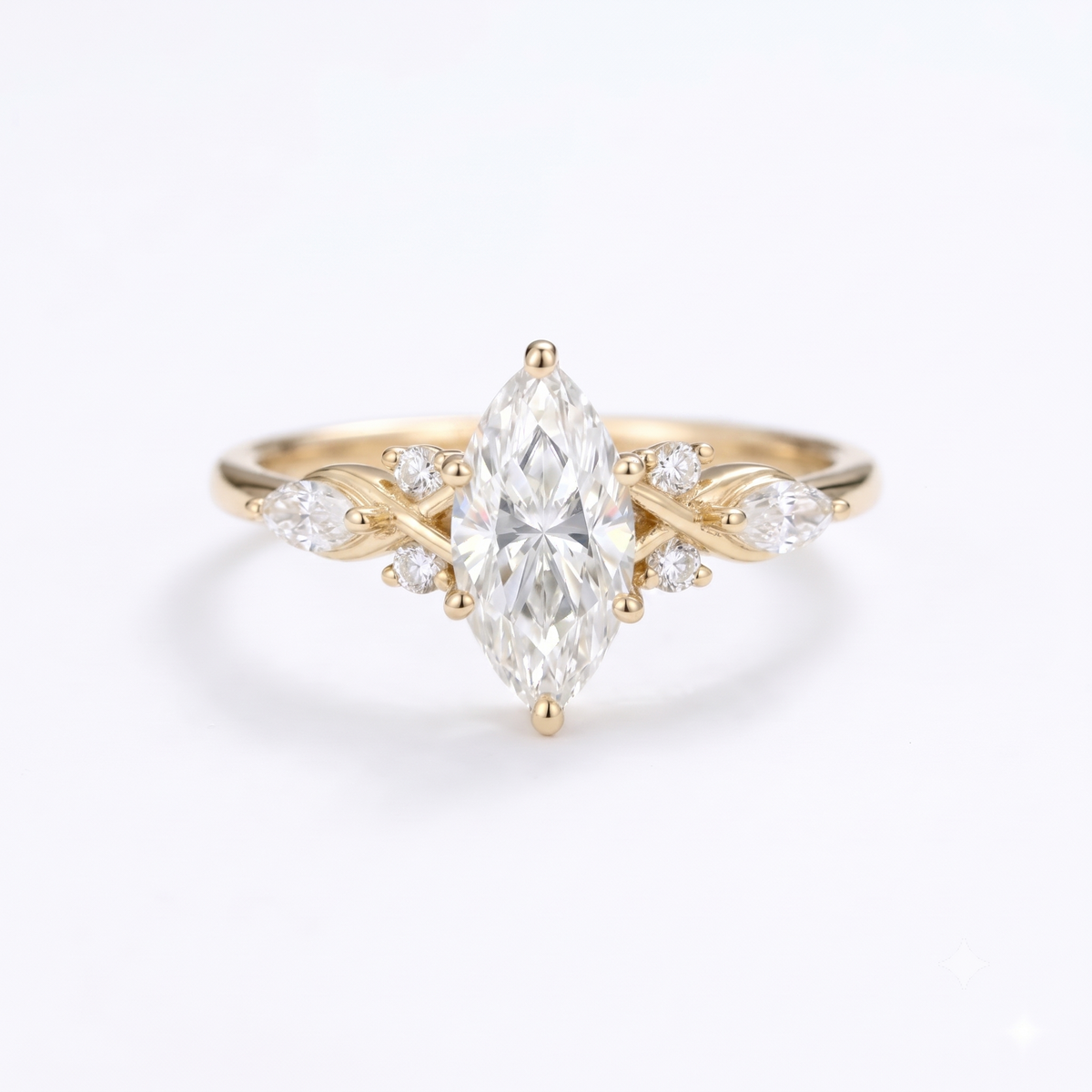 1.00ct Marquise Lab Grown Diamond Engagement Ring • Dainty Rose Gold Cluster Ring