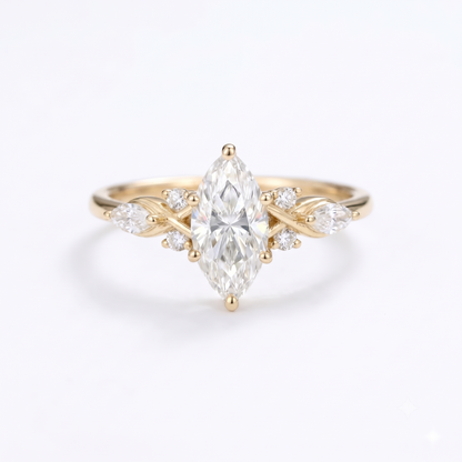 1.00ct Marquise Lab Grown Diamond Engagement Ring • Dainty Rose Gold Cluster Ring
