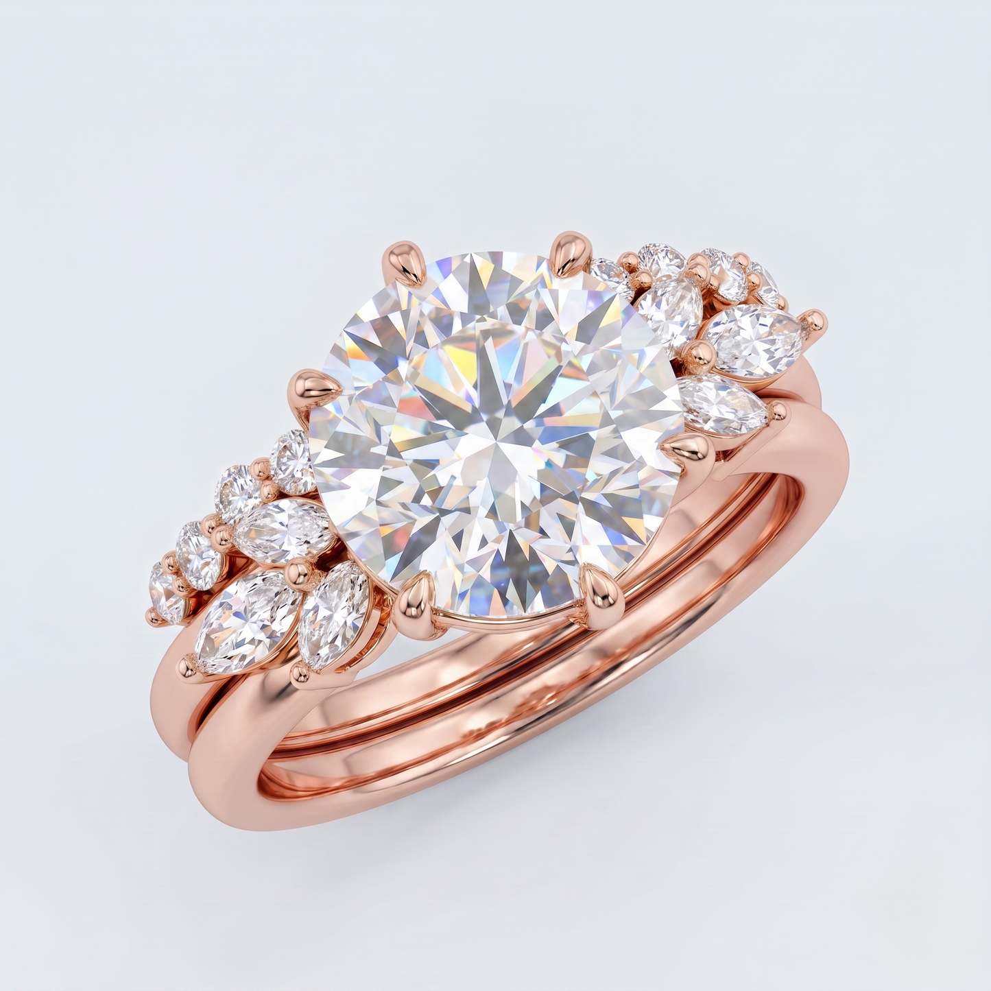 2PCS Round Lab-Grown engagement ring set