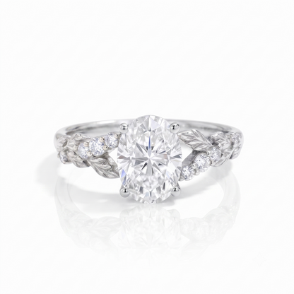 1.36 ct Oval Lab-Grown Diamond Vintage Art Deco Leaf Ring