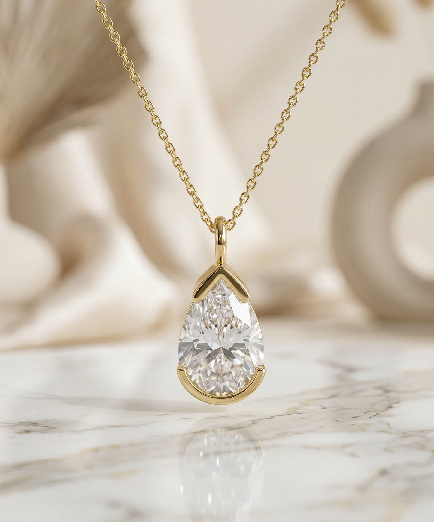 3.00 ct Pear Cut Lab Grown Diamond Pendant Necklace
