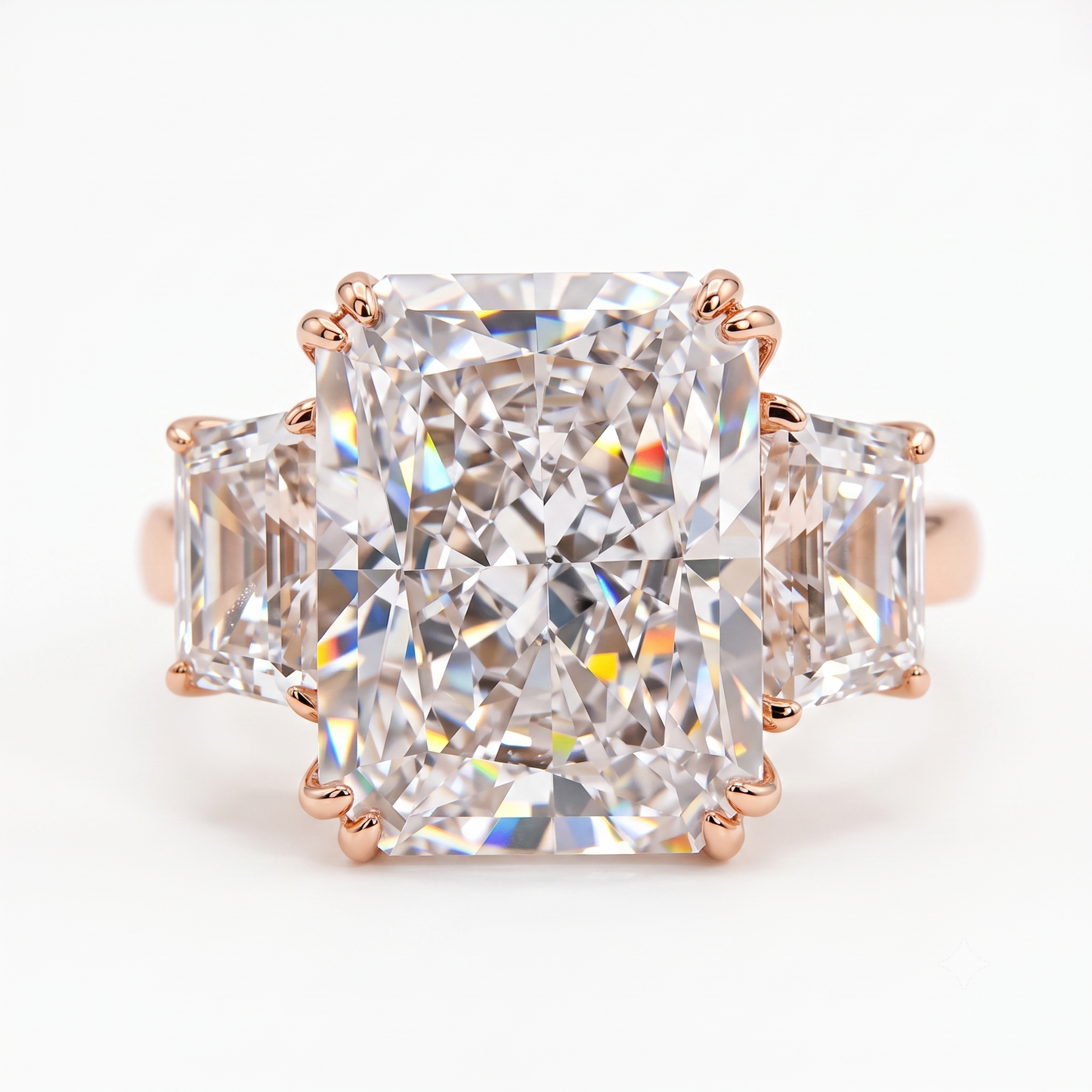 2.0CT Radiant Cut Three Stone Lab-Grown Engagement Ring