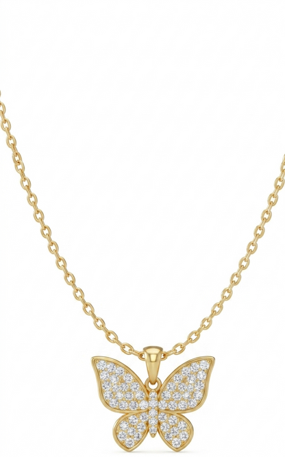 0.30 Ct Lab Grown Diamond Butterfly Pendant Necklace