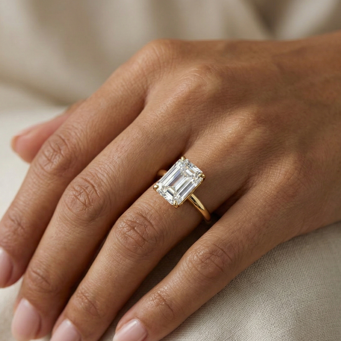 2.00CT Emerald Cut Lab Grown Diamond Engagement Ring