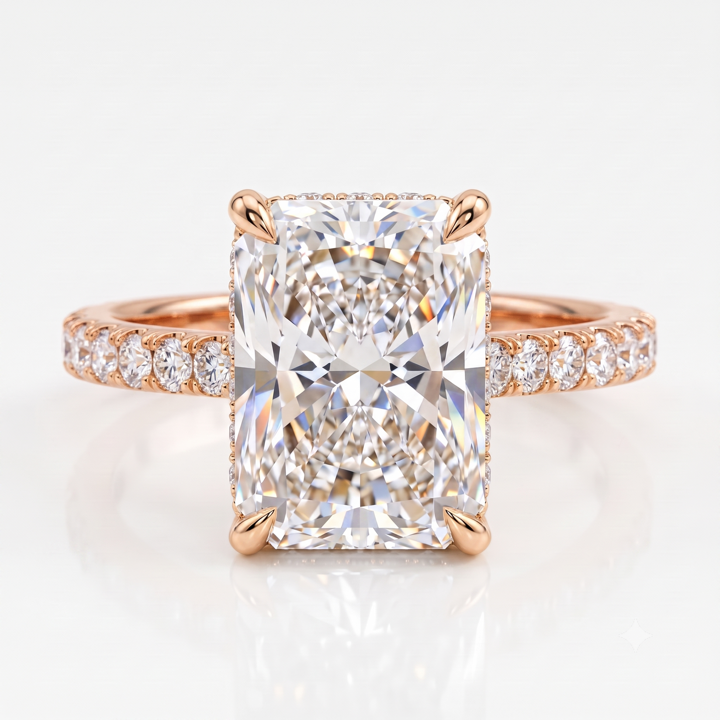 4 Carat Radiant Cut Engagement Ring Pave Solitaire