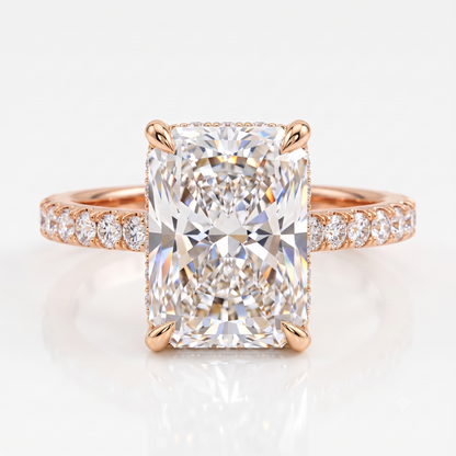 4 Carat Radiant Cut Engagement Ring Pave Solitaire