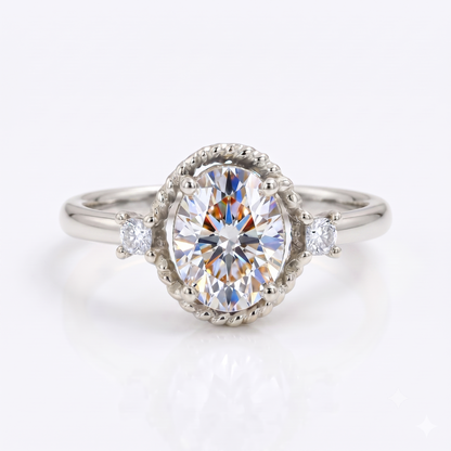 1.25 ct Oval Lab Grown Diamond Rose Gold Engagement Ring • Unique Bezel Set Diamond Ring