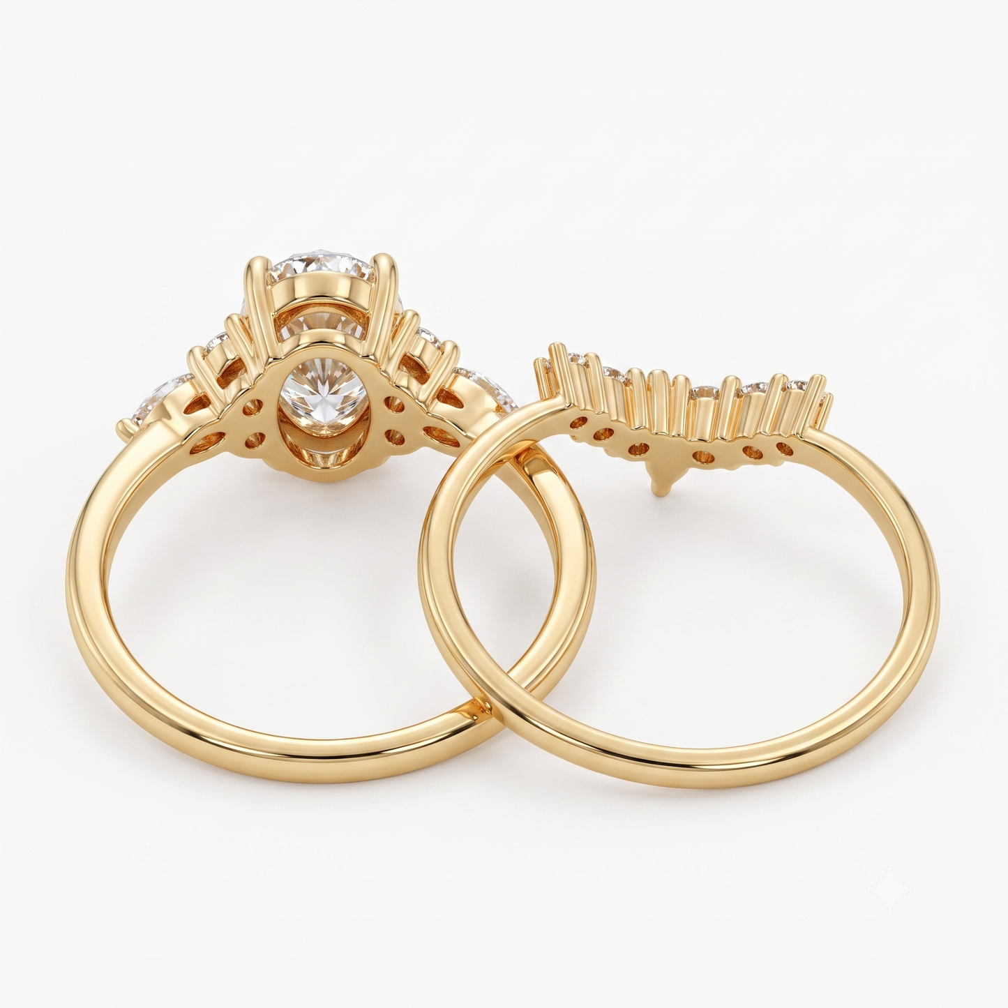 1.690 CT Oval Cut Lab Grown Diamond Engagement Ring Set