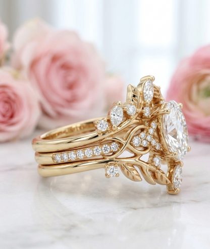 engagement ring set leaf design​

