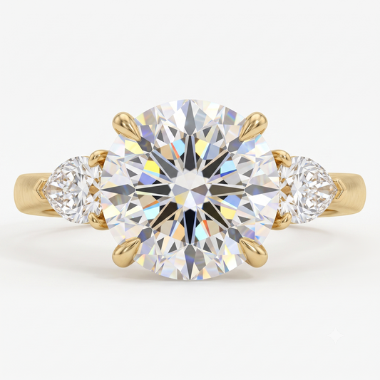 1.40ct Round Cut Lab Grown Diamond Three Stone Engagement Ring