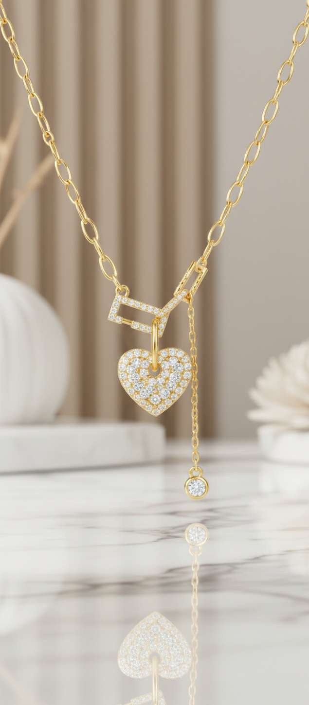 0.40 Ct Lab Grown Diamond Heart Necklace – Gold Y Lariat