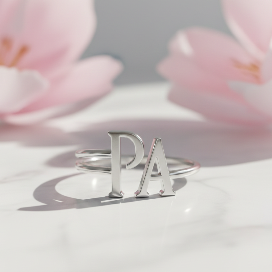 Custom Gold Initial Ring – Personalized Letter Band