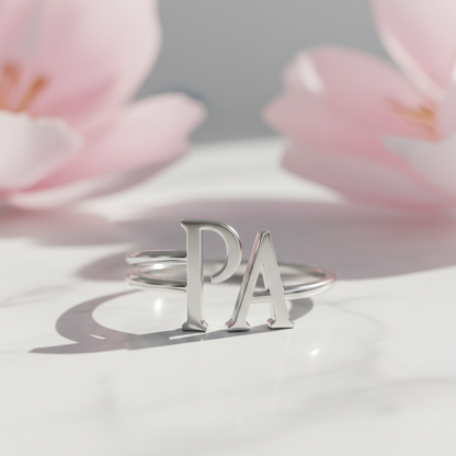 Custom Gold Initial Ring – Personalized Letter Band