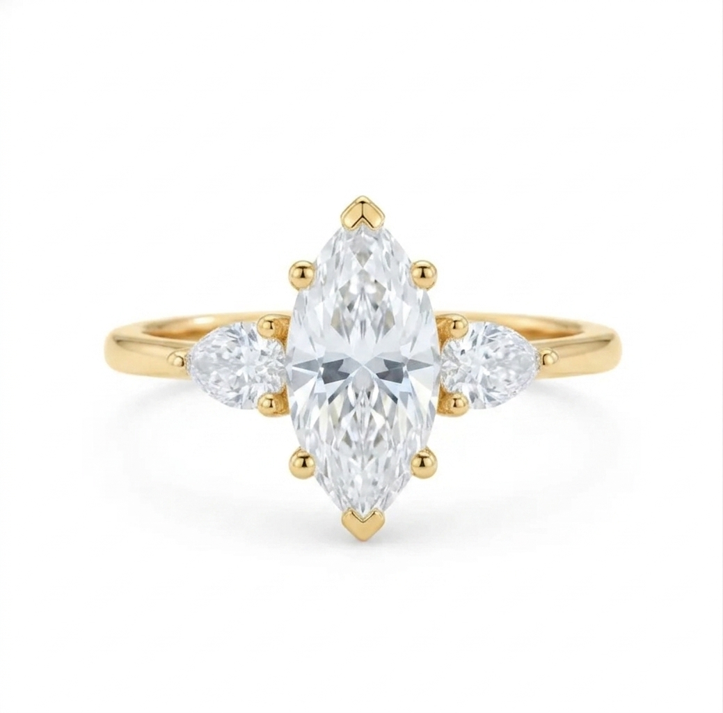 1.300 ct Vintage Marquise Lab Grown Diamond Engagement Ring