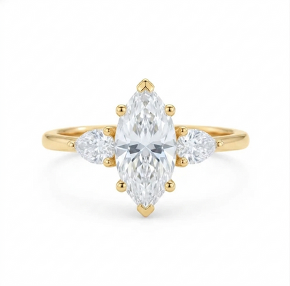 1.300 ct Vintage Marquise Lab Grown Diamond Engagement Ring