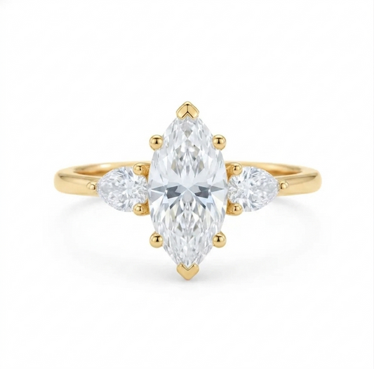 1.300 ct Vintage Marquise Lab Grown Diamond Engagement Ring