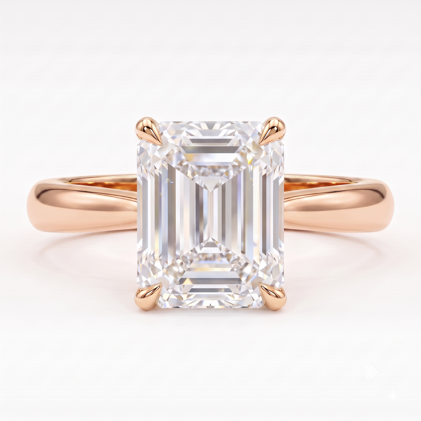 1.00ct Emerald Cut Lab Grown Diamond Engagement Ring, 14K Gold Solitaire Ring