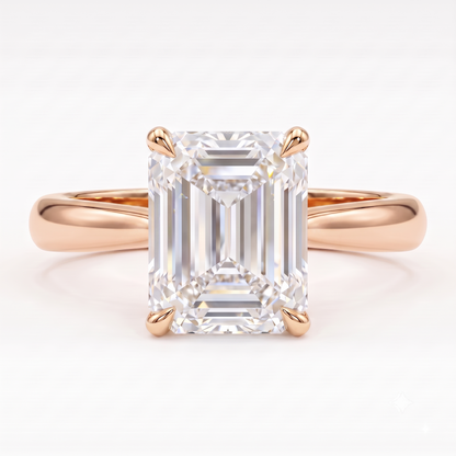 1.00ct Emerald Cut Lab Grown Diamond Engagement Ring, 14K Gold Solitaire Ring