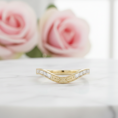 0.40 ct Vintage Curved Moissanite Wedding Band