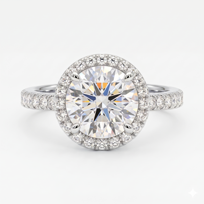 1.50tw Round Cut Halo Lab-Grown Engagement Ring