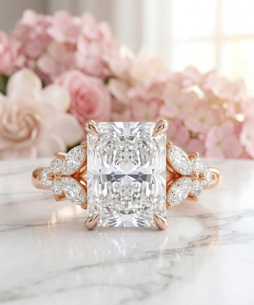 radiant lab grown diamond ring​

