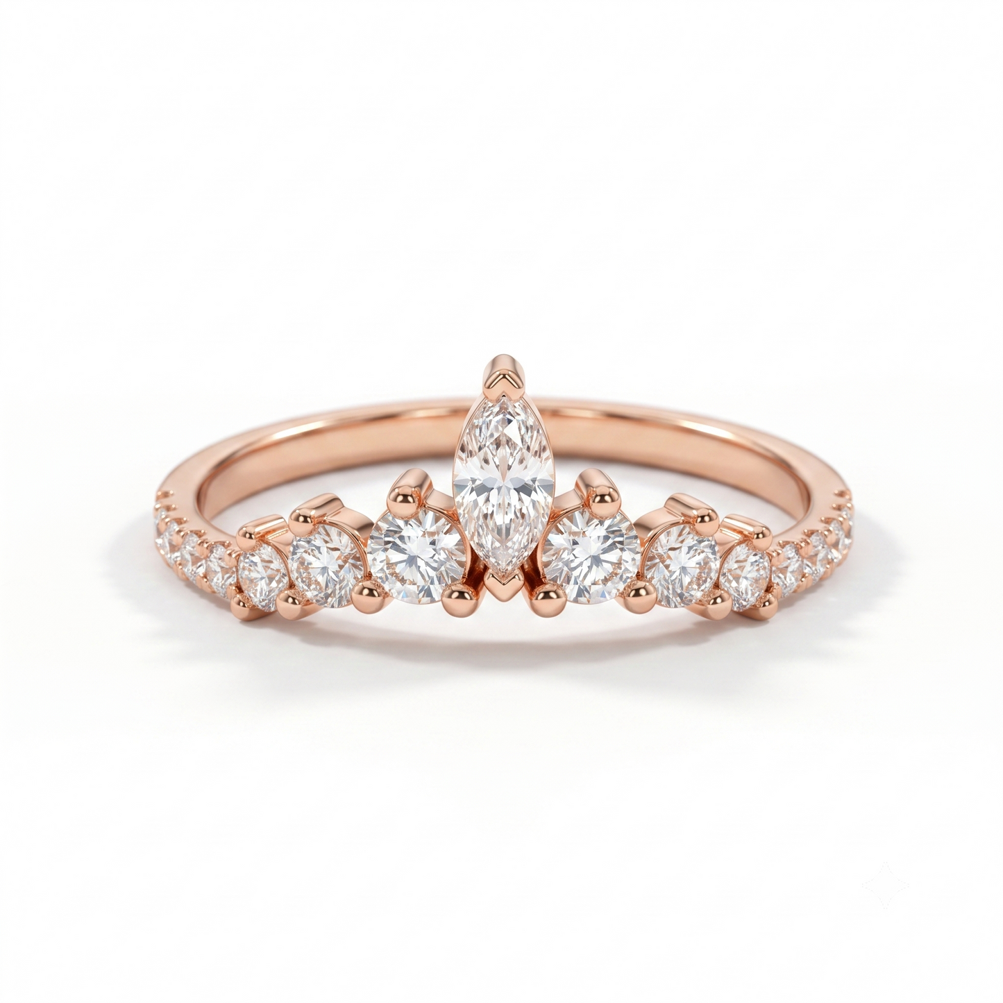 0.20 ct Marquise Lab Grown Diamond Curved Wedding Band