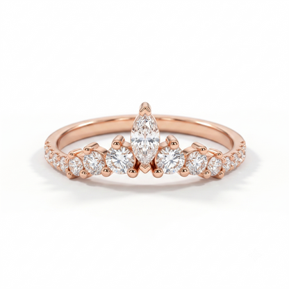 0.20 ct Marquise Lab Grown Diamond Curved Wedding Band