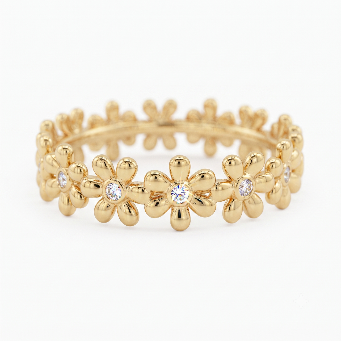 0.280 ct Daisy Flower Lab Grown Diamond Eternity Band in 14K Gold