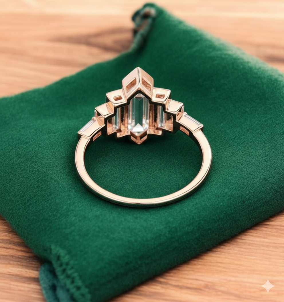 2.480 ct Hexagon Cut Lab Grown Diamond Engagement Ring