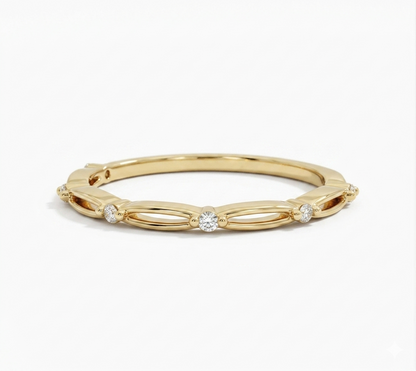 Floral Diamond Band Ring – 14K Gold Lab-Grown Marquise Design
