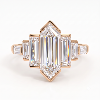 2.480 ct Hexagon Cut Lab Grown Diamond Engagement Ring