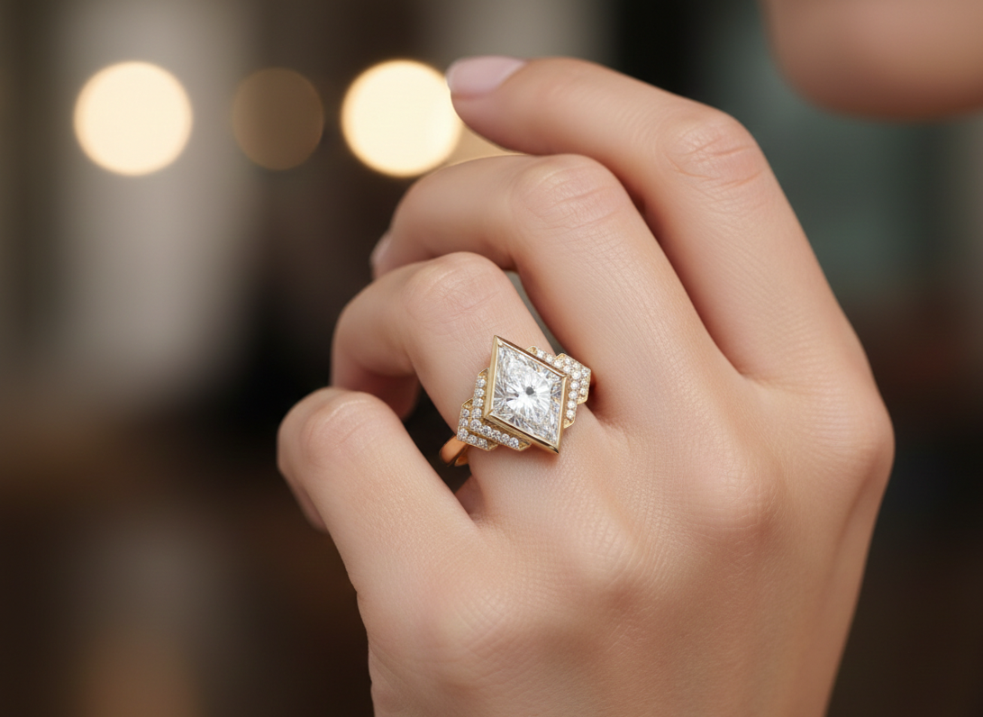 3.30 Ct Kite Cut Lab Grown Diamond Engagement Ring
