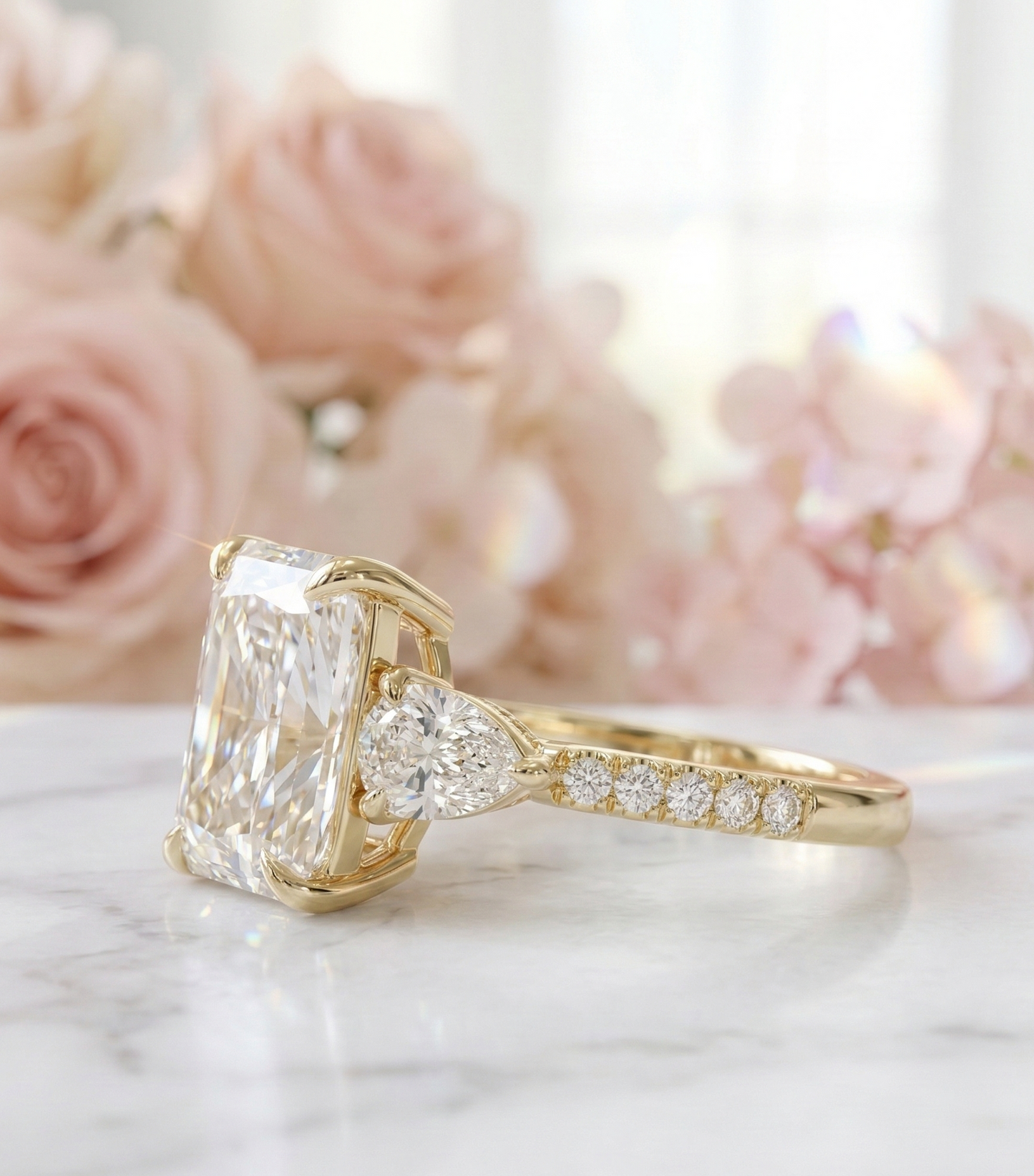 three stone diamond engagement ring​

