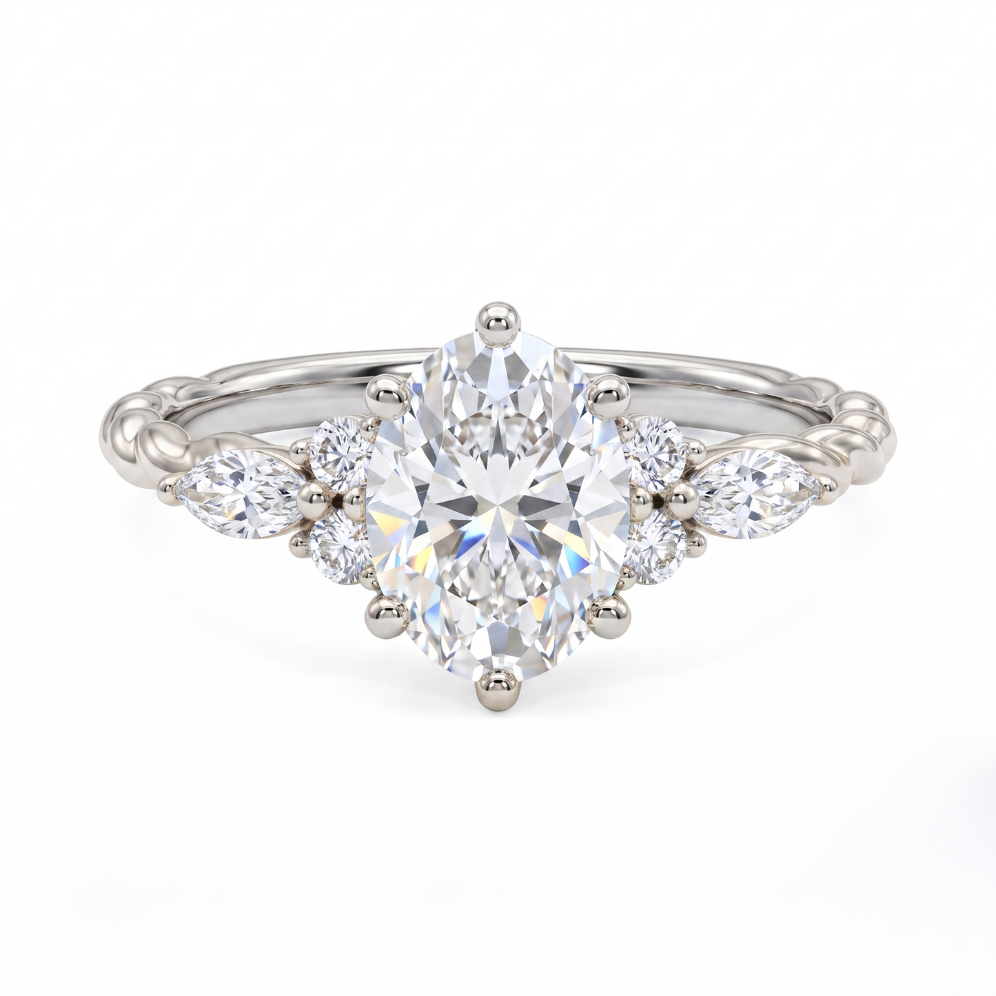 1.510 ct Vintage Oval Diamond Engagement Ring,twisted ring