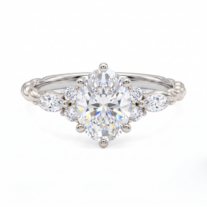 1.510 ct Vintage Oval Diamond Engagement Ring,twisted ring