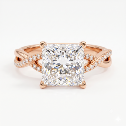2.0ct Princess cut Twist Lab-Grown engagement ring