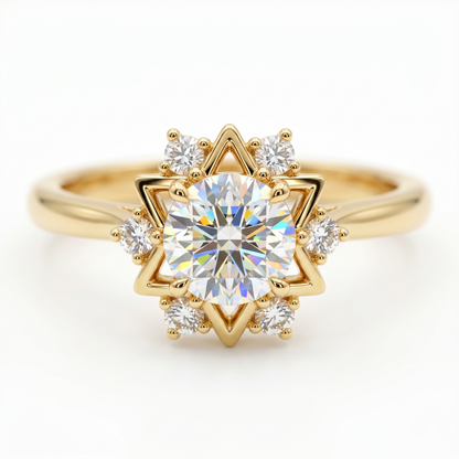 1.30ct  Round Cut Celestial Lab Grown Diamond Engagement Ring