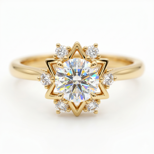 1.30ct  Round Cut Celestial Lab Grown Diamond Engagement Ring