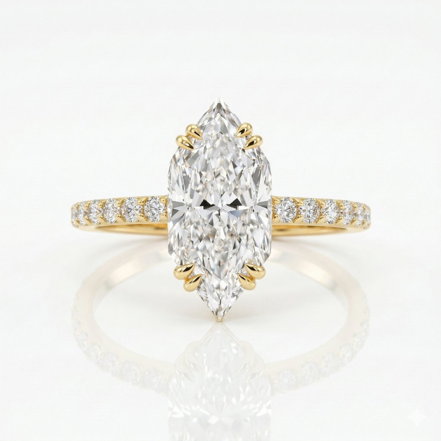 1.950ct Marquise Lab Grown Diamond Pave Band Engagement Ring