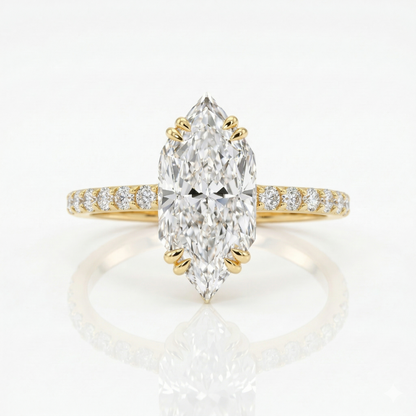 1.950ct Marquise Lab Grown Diamond Pave Band Engagement Ring