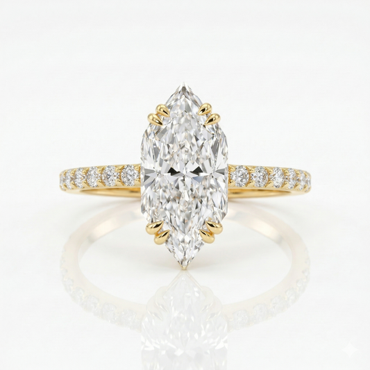 1.950ct Marquise Lab Grown Diamond Pave Band Engagement Ring