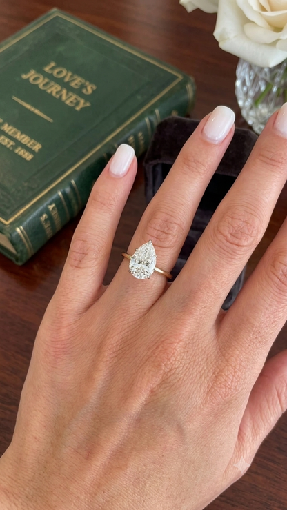 1.08 CT Pear Cut Lab Grown Diamond Solitaire Engagement Ring