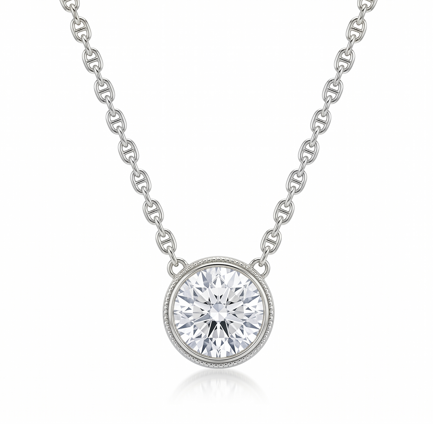 2.00 ct Classic Round Cut Lab Grown Diamond Solitaire Bezel Set Pendant Necklace