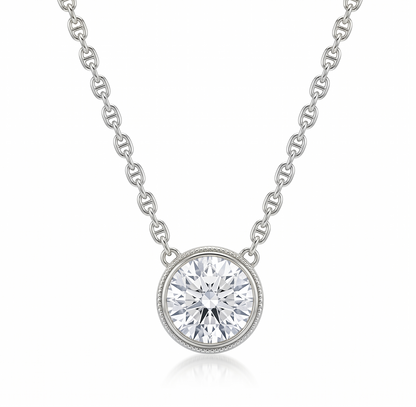 2.00 ct Classic Round Cut Lab Grown Diamond Solitaire Bezel Set Pendant Necklace