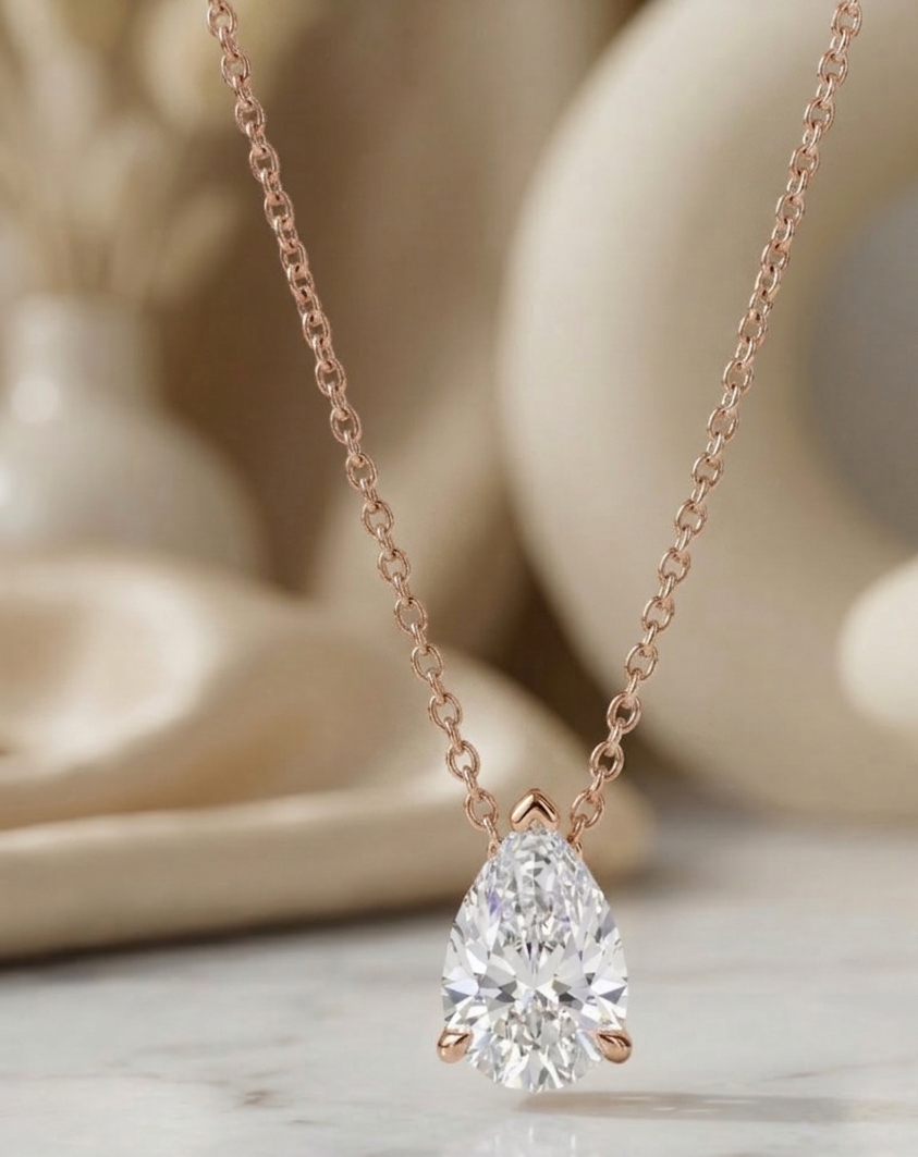 1.50ct Pear Cut Lab Grown Diamond Pendant Necklace