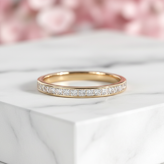 0.250Ct 1.20mm Princess Cut Moissanite Ring