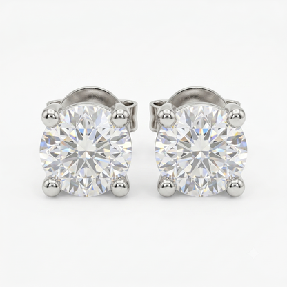 1.00ct Lab Grown Diamond Stud Earrings, Round Solitaire Diamond Earrings