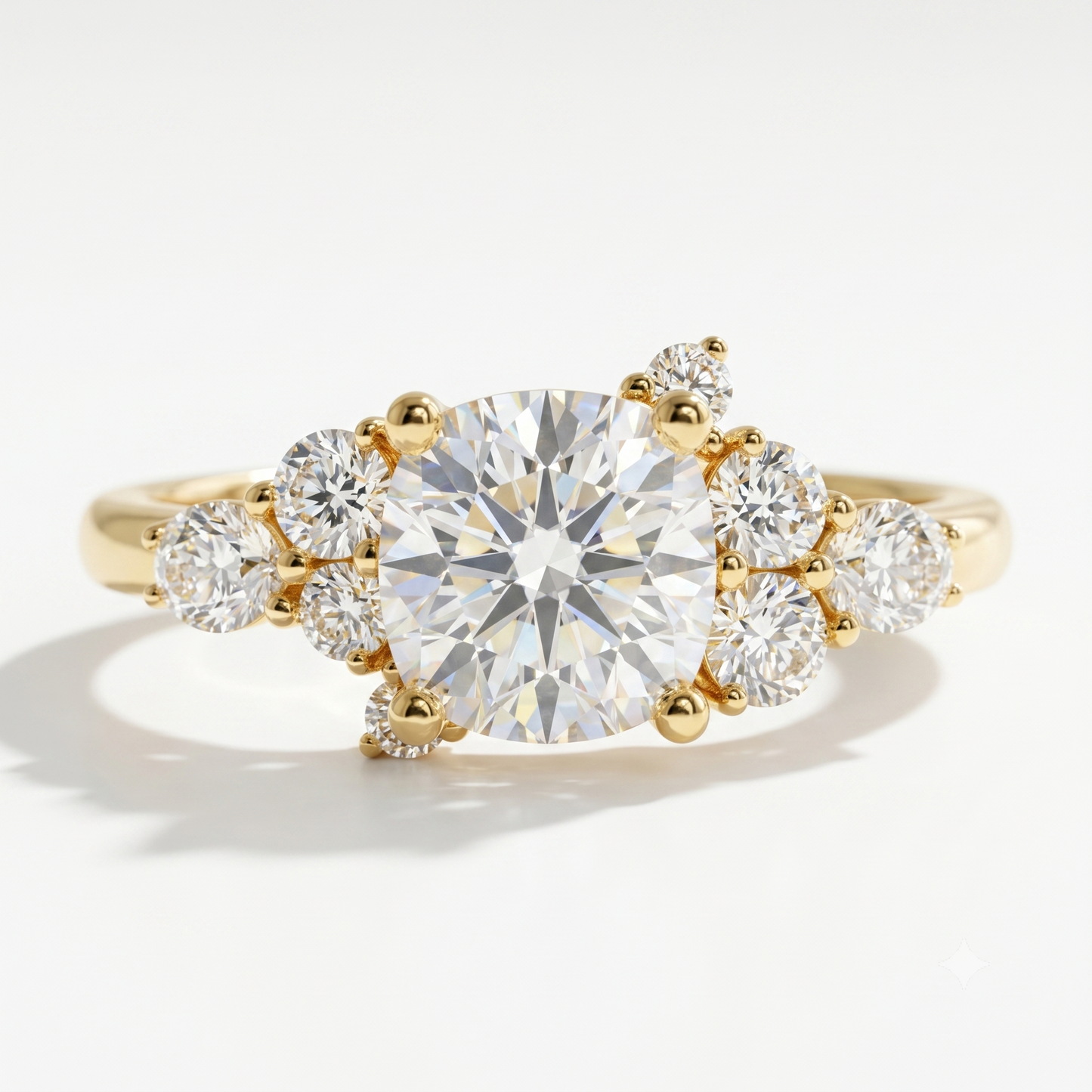 Cushion cut Cluster Engagement Ring for Elegant Brides