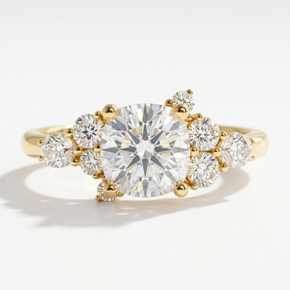 Cushion cut Cluster Engagement Ring for Elegant Brides