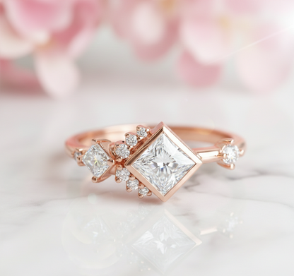 1.05 Ct Princess Cut Lab Grown Diamond Engagement Ring